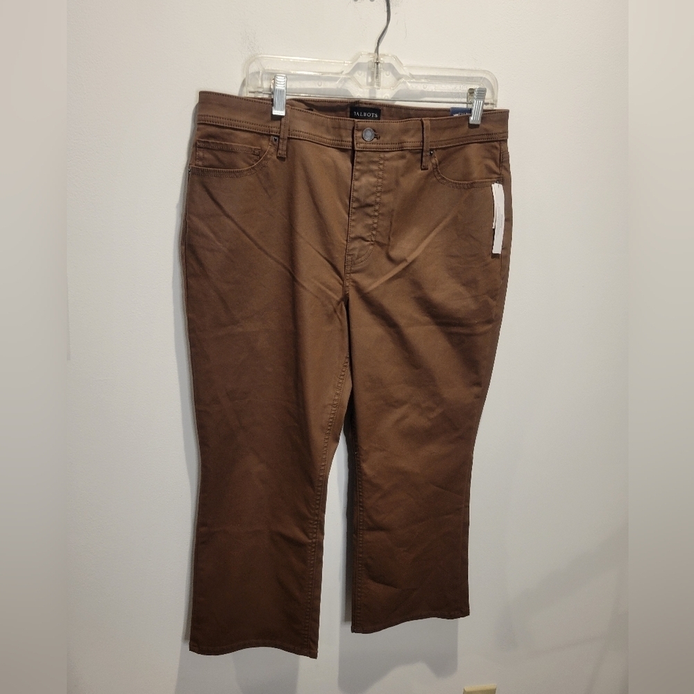 New Talbots Size 14p Brown Demi Boot Crop Jeans